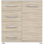 Comoda Mini Stela 1D4S, PAL sonoma/alb, 90x95x45 cm - imagine 8