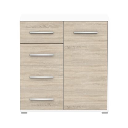 Comoda Mini Stela 1D4S, PAL sonoma/alb, 90x95x45 cm - imagine 8
