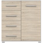 Comoda Mini Stela 1D4S, PAL sonoma/alb, 90x95x45 cm - imagine 2