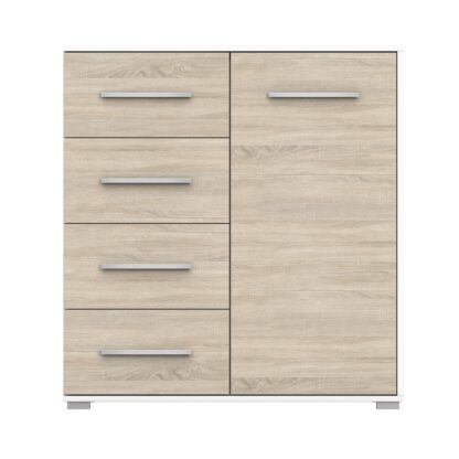Comoda Mini Stela 1D4S, PAL sonoma/alb, 90x95x45 cm - imagine 2