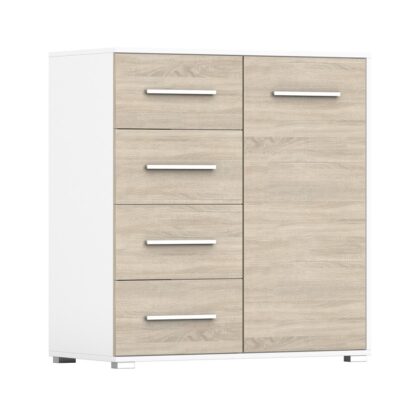 Comoda Mini Stela 1D4S, PAL sonoma/alb, 90x95x45 cm - imagine 3