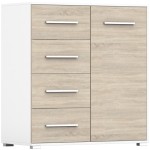 Comoda Mini Stela 1D4S, PAL sonoma/alb, 90x95x45 cm - imagine 4