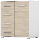 Comoda Mini Stela 1D4S, PAL sonoma/alb, 90x95x45 cm - imagine 5