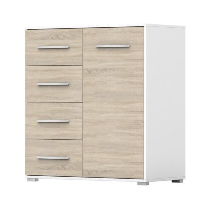 Comoda Mini Stela 1D4S, PAL sonoma/alb, 90x95x45 cm - imagine 5