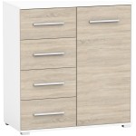 Comoda Mini Stela 1D4S, PAL sonoma/alb, 90x95x45 cm - imagine 6