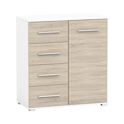 Comoda Mini Stela 1D4S, PAL sonoma/alb, 90x95x45 cm - imagine 6