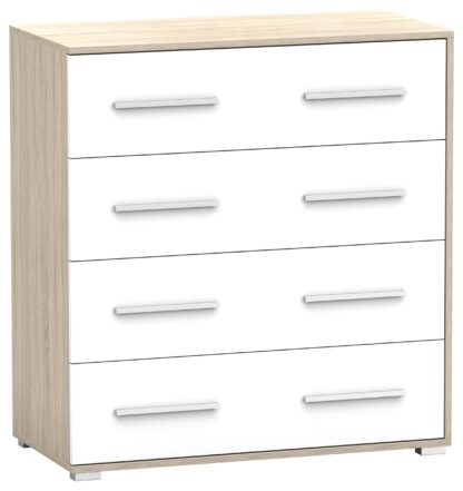 Comoda Mini Stela 4S, PAL alb/sonoma, 90x95x45 cm - imagine 2