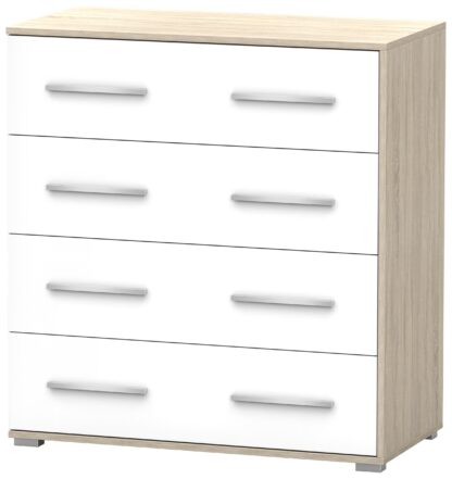 Comoda Mini Stela 4S, PAL alb/sonoma, 90x95x45 cm - imagine 3