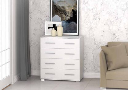 Comoda Mini Stela 4S, PAL alb, 90x95x45 cm - imagine 2