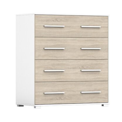Comoda Mini Stela 4S, PAL sonoma/alb, 90x95x45 cm