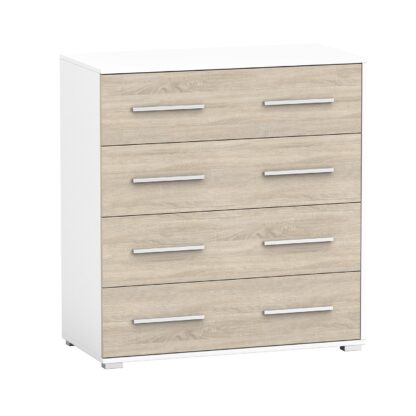 Comoda Mini Stela 4S, PAL sonoma/alb, 90x95x45 cm - imagine 3