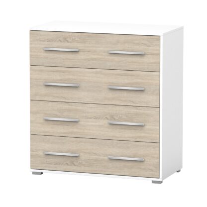 Comoda Mini Stela 4S, PAL sonoma/alb, 90x95x45 cm - imagine 5