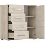 Comoda Mini Stela 1D4S, PAL sonoma, 90x95x45 cm - imagine 10