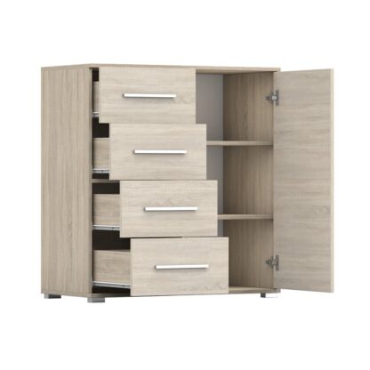 Comoda Mini Stela 1D4S, PAL sonoma, 90x95x45 cm - imagine 10