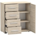 Comoda Mini Stela 1D4S, PAL sonoma, 90x95x45 cm - imagine 12
