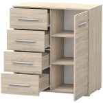 Comoda Mini Stela 1D4S, PAL sonoma, 90x95x45 cm - imagine 13