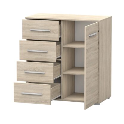 Comoda Mini Stela 1D4S, PAL sonoma, 90x95x45 cm - imagine 13