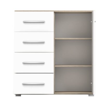 Comoda Mini Stela 1D4S, PAL alb/sonoma, 90x95x45 cm - imagine 11