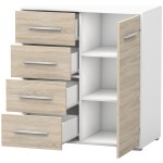 Comoda Mini Stela 1D4S, PAL sonoma/alb, 90x95x45 cm - imagine 9