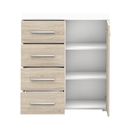 Comoda Mini Stela 1D4S, PAL sonoma/alb, 90x95x45 cm - imagine 10