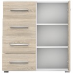 Comoda Mini Stela 1D4S, PAL sonoma/alb, 90x95x45 cm - imagine 11