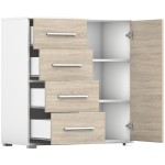 Comoda Mini Stela 1D4S, PAL sonoma/alb, 90x95x45 cm - imagine 12
