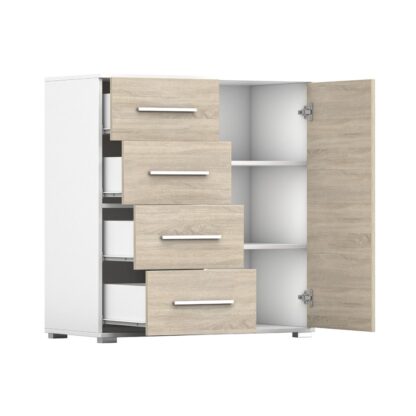 Comoda Mini Stela 1D4S, PAL sonoma/alb, 90x95x45 cm - imagine 12
