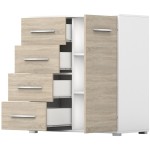 Comoda Mini Stela 1D4S, PAL sonoma/alb, 90x95x45 cm - imagine 13