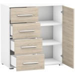 Comoda Mini Stela 1D4S, PAL sonoma/alb, 90x95x45 cm - imagine 14