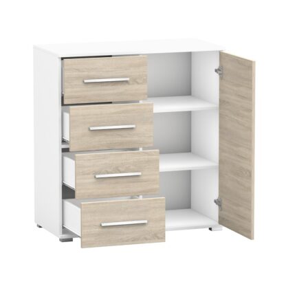 Comoda Mini Stela 1D4S, PAL sonoma/alb, 90x95x45 cm - imagine 14