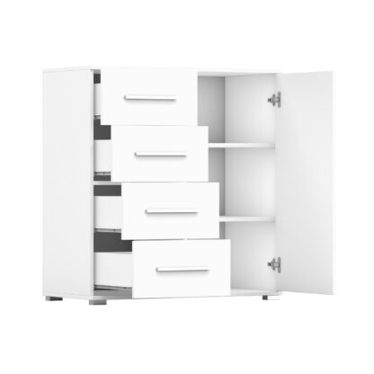 Comoda Mini Stela 1D4S, PAL alb, 90x95x45 cm - imagine 7
