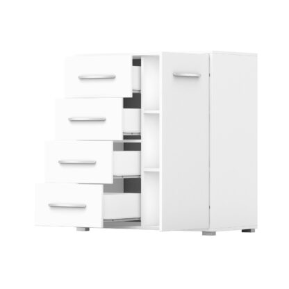 Comoda Mini Stela 1D4S, PAL alb, 90x95x45 cm - imagine 8