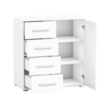 Comoda Mini Stela 1D4S, PAL alb, 90x95x45 cm - imagine 9