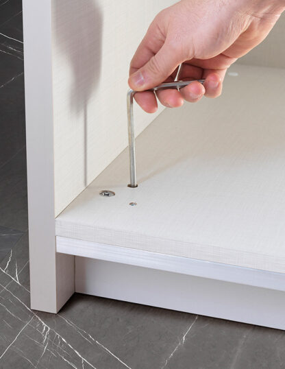 Dormitor Twin, alb/gri, pat 160x200 cm, dulap cu 2 usi culisante, 2 noptiere, comoda - imagine 3