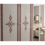 Dormitor Grace, crem, pat 160x200 cm, dulap cu 6 usi, 2 noptiere, comoda - imagine 4