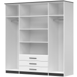 Dressing Ștefan 4D, alb/negru, 200 x 210 x 64 cm - imagine 2