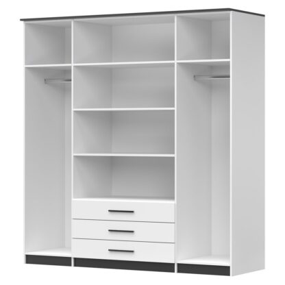 Dressing Ștefan 4D, alb/negru, 200 x 210 x 64 cm - imagine 2