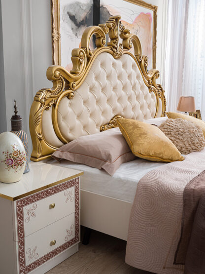 Dormitor Grace, crem, pat 160x200 cm, dulap cu 6 usi, 2 noptiere, comoda - imagine 5
