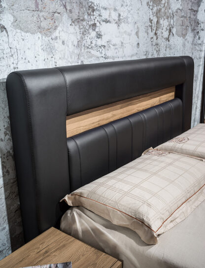 Dormitor Mozart, sonoma/negru, pat 180x200 cm, dulap cu 2 usi culisante, comoda, 2 noptiere - imagine 10