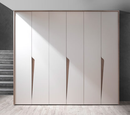 Dormitor Soleil, crem, pat 160x190 cm, dulap cu 6 usi, 2 noptiere, comoda - imagine 5