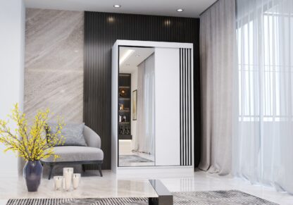 Dressing Neomi alb, 120x200x61 cm, Usi culisante