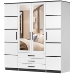 Dressing Ștefan 4D, alb/negru, 200 x 210 x 64 cm - imagine 3