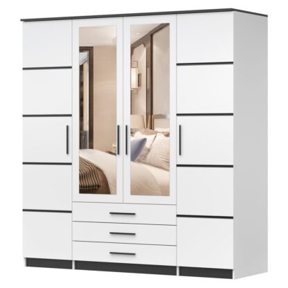 Dressing Ștefan 4D, alb/negru, 200 x 210 x 64 cm - imagine 3