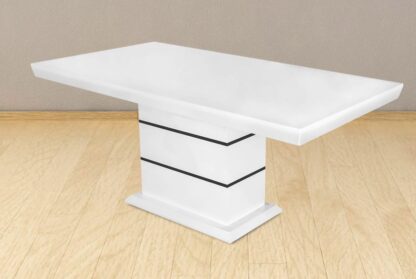 Masa extensibila 160x200 cm A1, alb/negru, lemn masiv de fag si blat din MDF