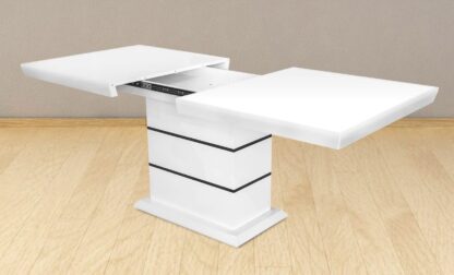 Masa extensibila 160x200 cm A1, alb/negru, lemn masiv de fag si blat din MDF - imagine 3