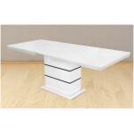 Masa extensibila 160x200 cm A1, alb/negru, lemn masiv de fag si blat din MDF - imagine 2