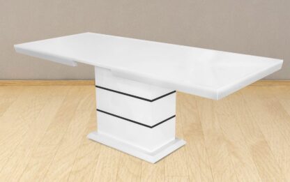 Masa extensibila 160x200 cm A1, alb/negru, lemn masiv de fag si blat din MDF - imagine 2