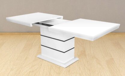 Masa extensibila 160x200 cm A1, alb/negru, lemn masiv de fag si blat din MDF - imagine 4