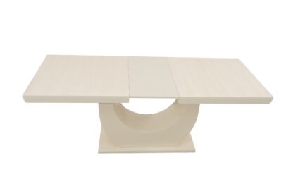 Set masa extensibila Ecuador 160x200 cm, lemn masiv crem, blat din MDF cu 6 scaune tapitate T-26, stofa crem - imagine 13