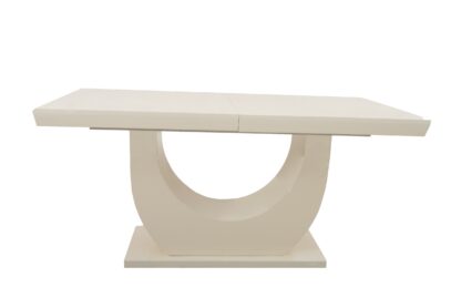 Set masa extensibila Ecuador 160x200 cm, lemn masiv crem, blat din MDF cu 6 scaune tapitate T-26, stofa crem - imagine 11